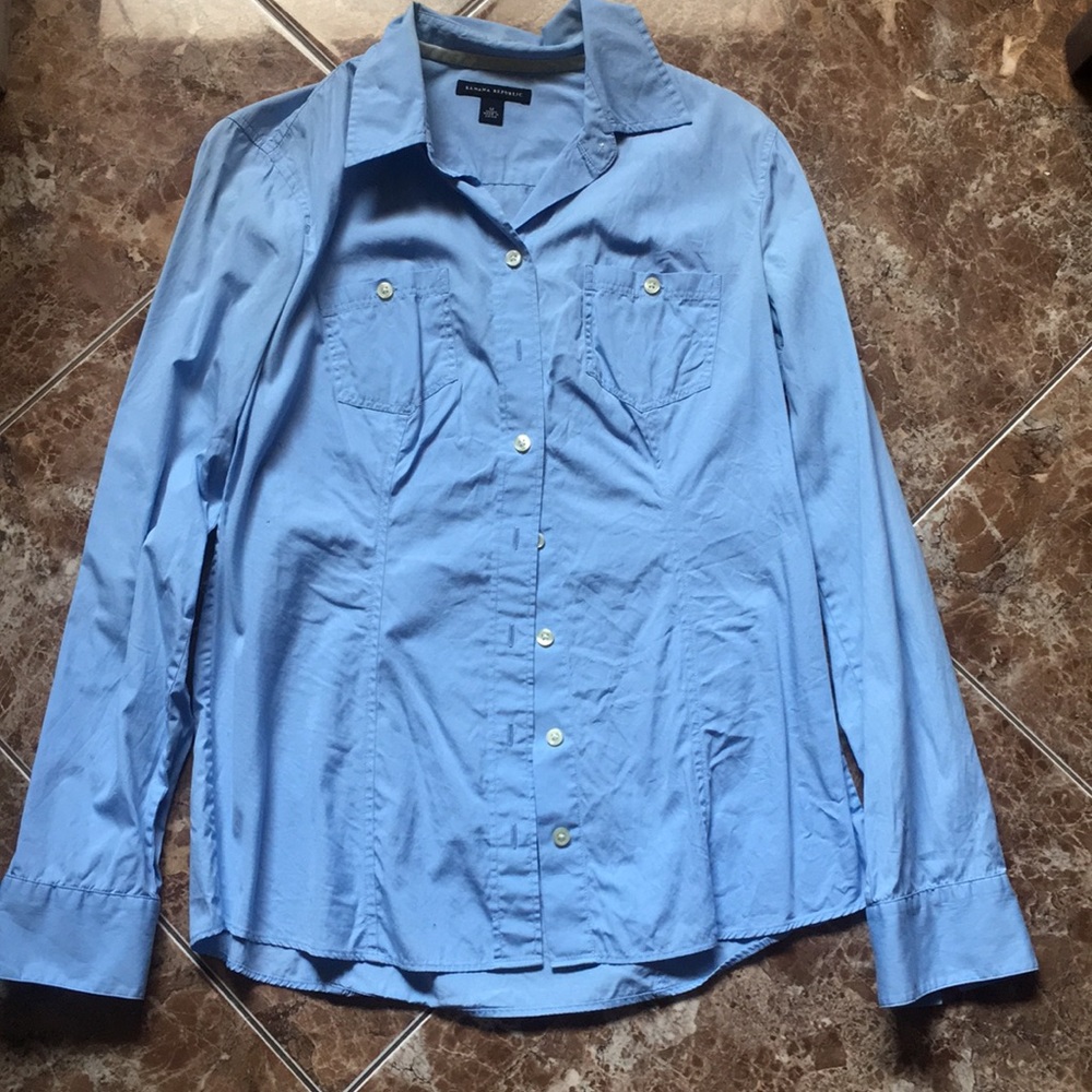 Blue button up shirt!